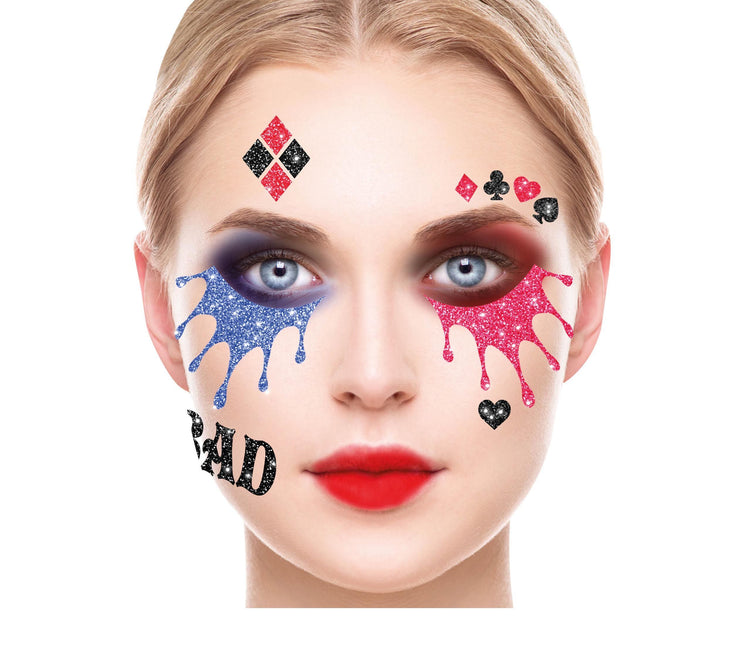 Face Stickers Harley Quinn Glitter 20cm