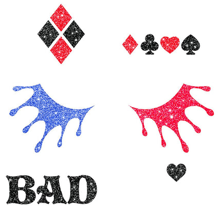 Face Stickers Harley Quinn Glitter 20cm