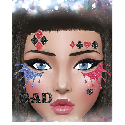 Face Stickers Harley Quinn Glitter 20cm