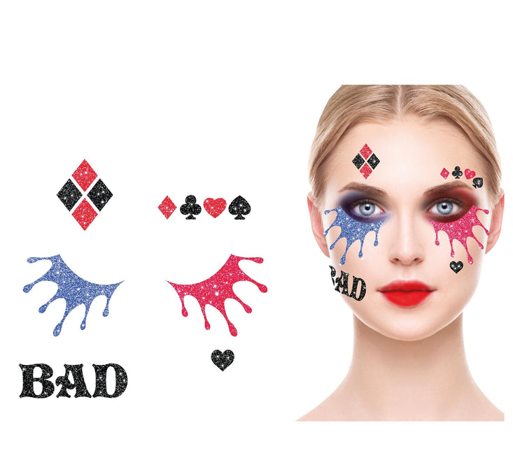 Face Stickers Harley Quinn Glitter 20cm