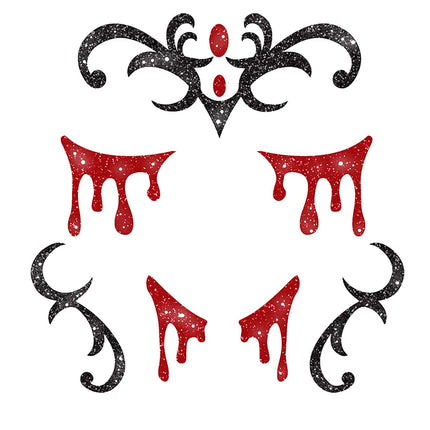 Halloween Face Stickers Vampyr Glitter 20cm