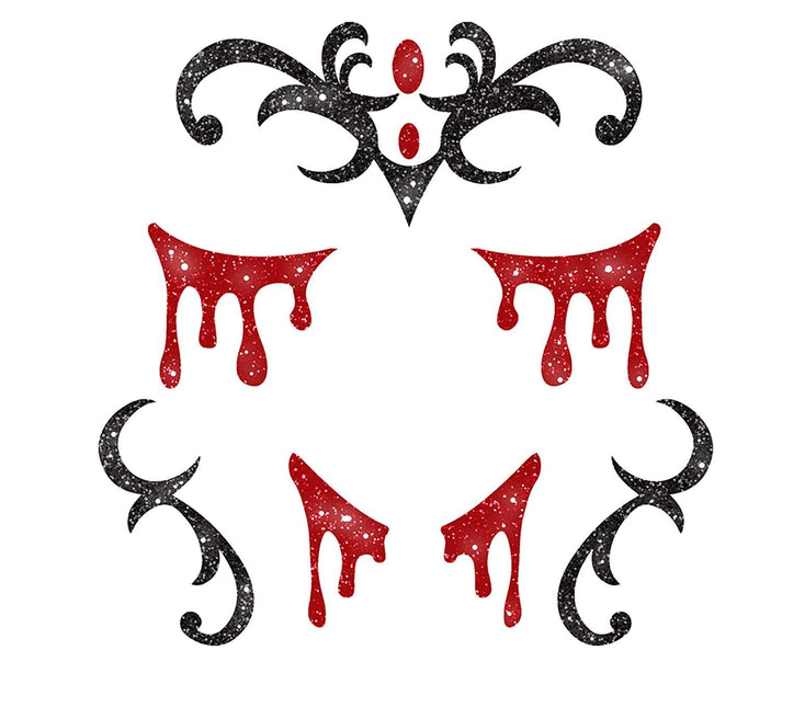 Halloween Face Stickers Vampyr Glitter 20cm