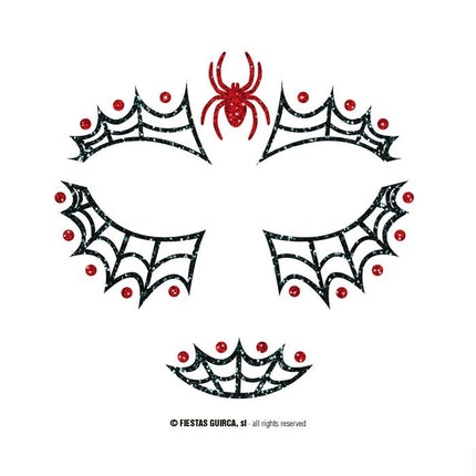 Halloween Face Stickers Spindel Glitter 20cm