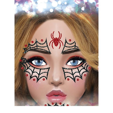 Halloween Face Stickers Spindel Glitter 20cm