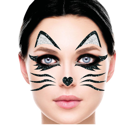 Face Stickers Katt Glitter 20cm