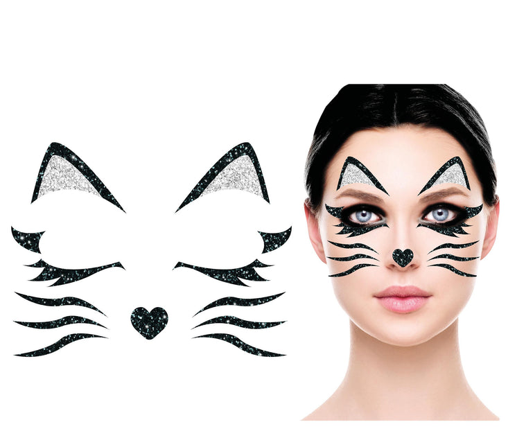 Face Stickers Katt Glitter 20cm