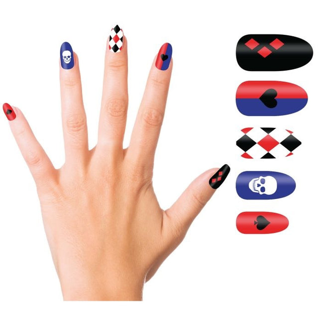 Halloween Fake Nails Harley Quin 10st