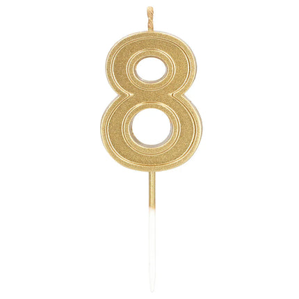 Ljus Elegant '8' guld på pinne (3 x 4,2 x 0,7 cm)