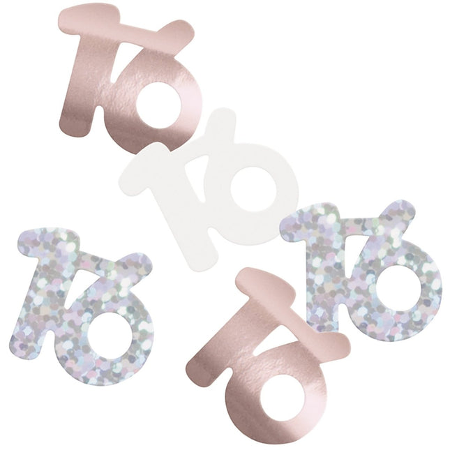 16 Jaar Confetti Zak Rose Goud 14gr van Unique koop je bij Partywinkel