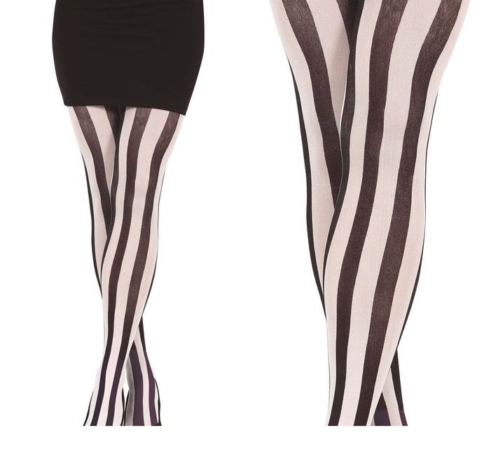 Randiga strumpbyxor Svart Vit