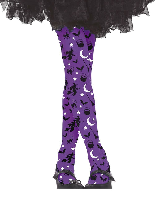 Lila Halloween Legging Häxa Barn