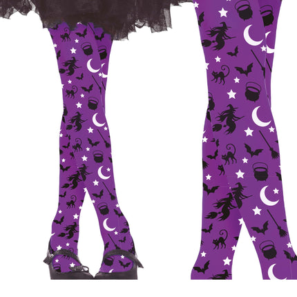 Lila Halloween Legging Häxa Barn
