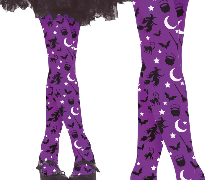 Lila Halloween Legging Häxa Barn
