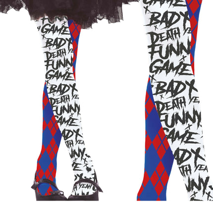 Röd Blå Halloween Legging Harley Quin Barn