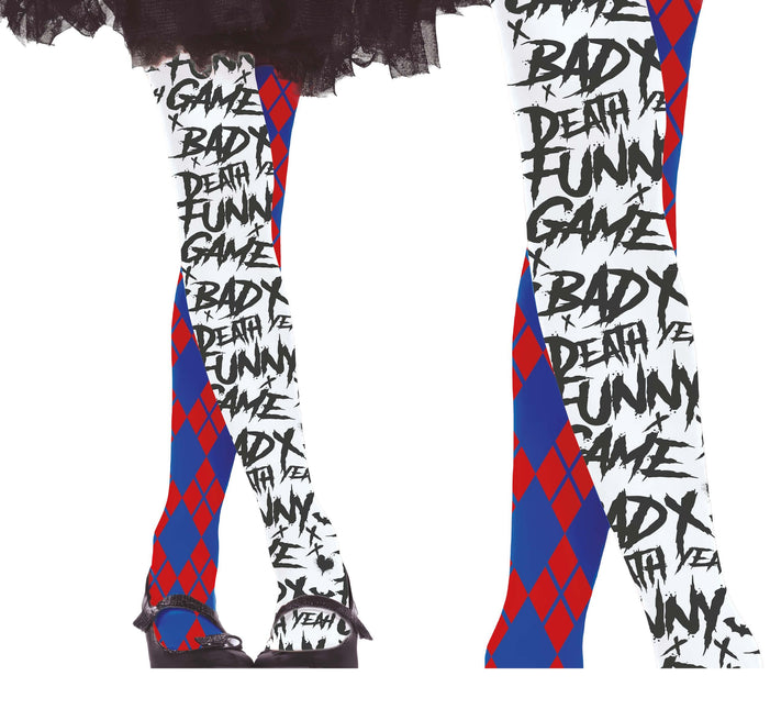 Röd Blå Halloween Legging Harley Quin Barn