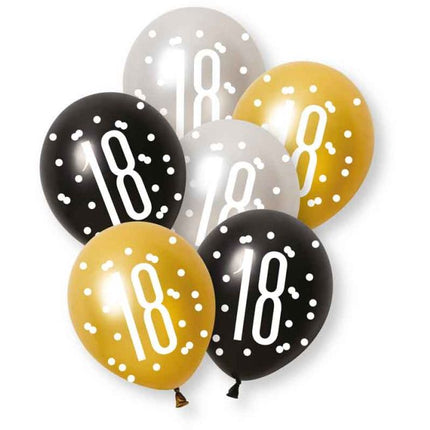 18 Jaar Ballonnen 30cm 6st van Unique koop je bij Partywinkel
