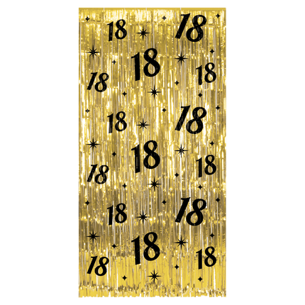 18 Jaar Deurgordijn Goud Zwart van Paper Dreams koop je bij Partywinkel