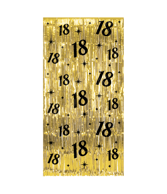 18 Jaar Deurgordijn Goud Zwart van Paper Dreams koop je bij Partywinkel