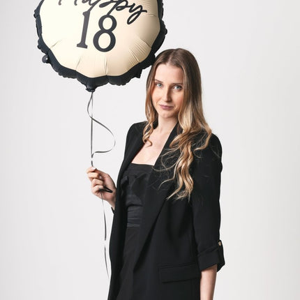 18 Jaar Helium Ballon Zwart Wit 53cm van Partydeco koop je bij Partywinkel