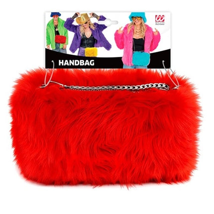 LÅNG HANDVÄSKA I PLUSH, RÖD