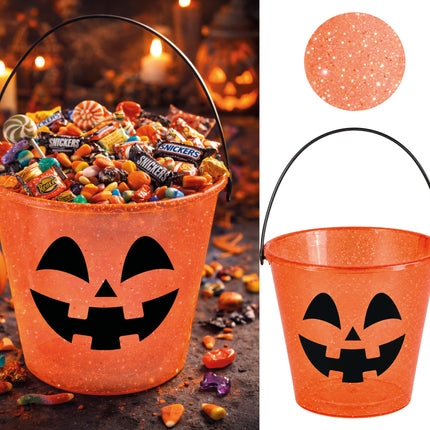 Halloween-hink, orange med glitter