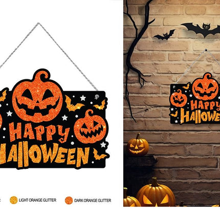 Halloween-dörrskylt med glitter, 37 cm