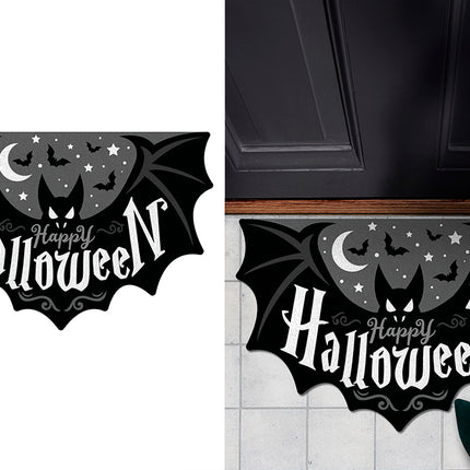 Halloween-dörrmatta, svart med fladdermus