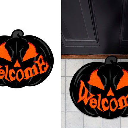 Halloween-dörrmatta, svart pumpa