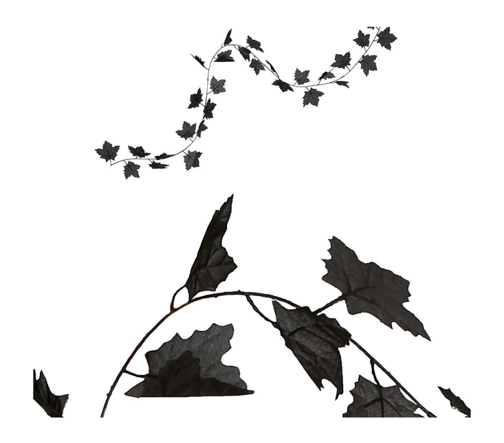 Halloween Svart bladgirlang 1,8m