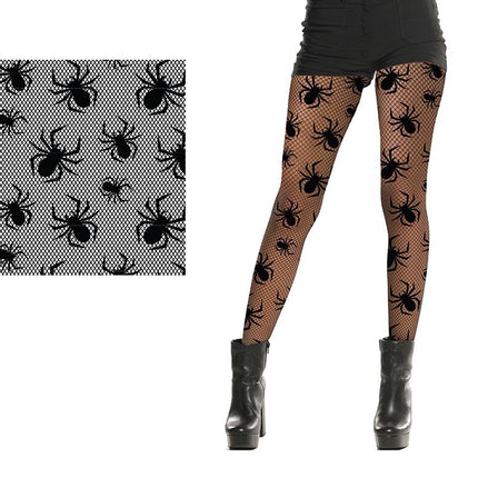 Halloween-strumpbyxor, svarta, spindlar