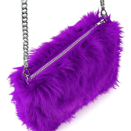 LÅNG HANDVÄSKA I PLUSH, LILA