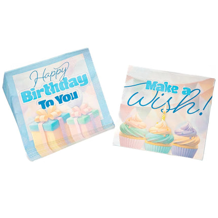 ”Happy Birthday”-servetter, cupcake-motiv, 33 cm, 20 st