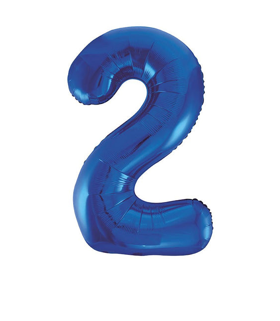 2 Jaar Cijfer Ballon Blauw Leeg 86cm van Unique koop je bij Partywinkel