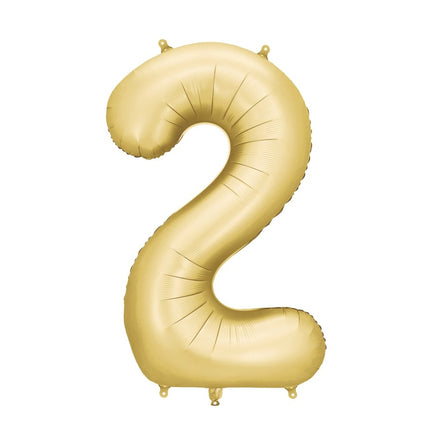 2 Jaar Cijfer Ballon Goud Satijn Folie Leeg 86cm van Partydeco koop je bij Partywinkel