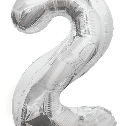 2 Jaar Cijfer Ballon Zilver Leeg 86cm van Unique koop je bij Partywinkel