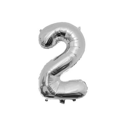 2 Jaar Cijfer Ballon Zilver Leeg 86cm van Paper Dreams koop je bij Partywinkel