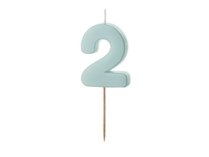 2 Jaar Kaars Lichtblauw 5,5cm van Partydeco koop je bij Partywinkel