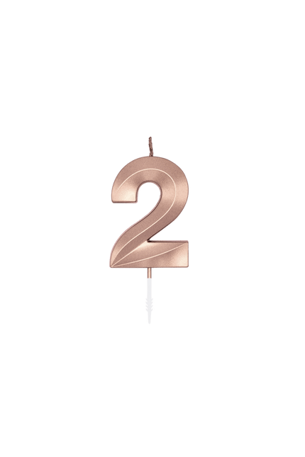 2 Jaar Kaars Rose Goud Metallic 6cm van WeFiesta koop je bij Partywinkel