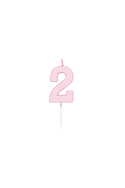 2 Jaar Kaars Roze Pastel 4,5cm van WeFiesta koop je bij Partywinkel