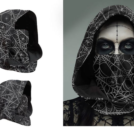 Halloween-mössa, svart med spindelnät