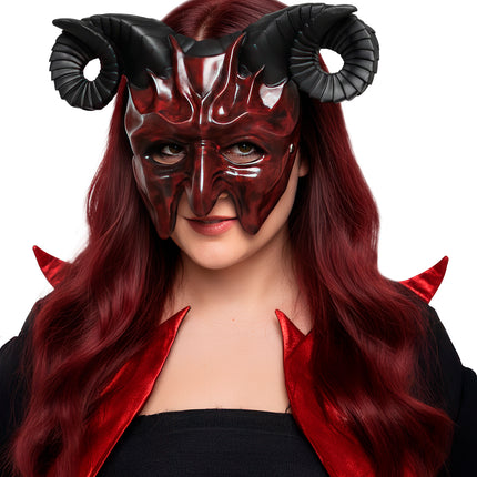 Halloween-mask – halv djävul