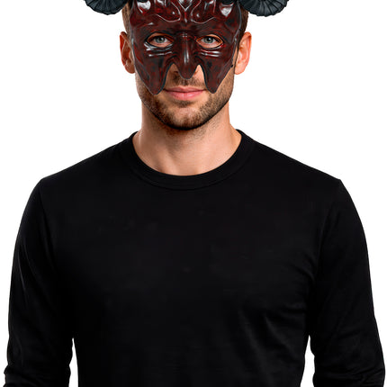 Halloween-mask – halv djävul