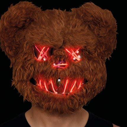 Halloween-mask: brun björn med ljus