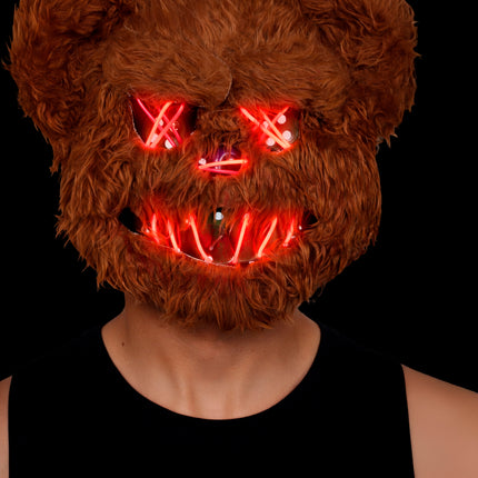 Halloween-mask: brun björn med ljus