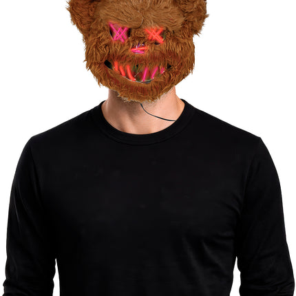 Halloween-mask: brun björn med ljus