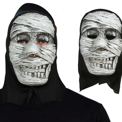 Halloween-mask – silverfärgad mumie med huva