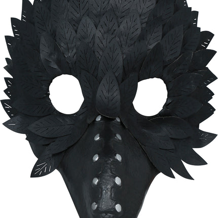 Halloween-mask med svarta fågelfjädrar