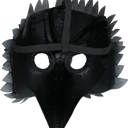 Halloween-mask med svarta fågelfjädrar