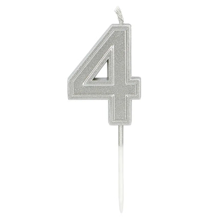 Ljus ”Elegant '4'”, silver, på pinne (3 x 4,2 x 0,7 cm)