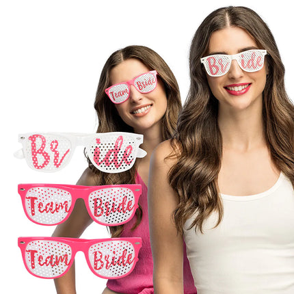 Set med 3 festglasögon ”Bride to be” (bruden och brudens följe)